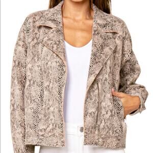Love Token Anthony Snake Print Biker Jacket Sz Lg